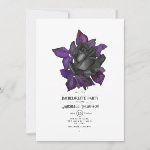 Invitation Bachelorette gothique violet noir et or
