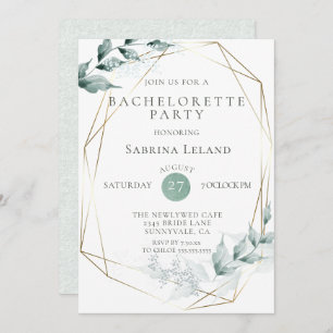 Invitation Bachelorette   Grayed Jade Green Botanical