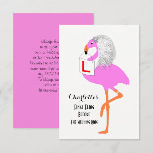 Invitation Bachelorette Hen Party Amusante Flamant rose rose