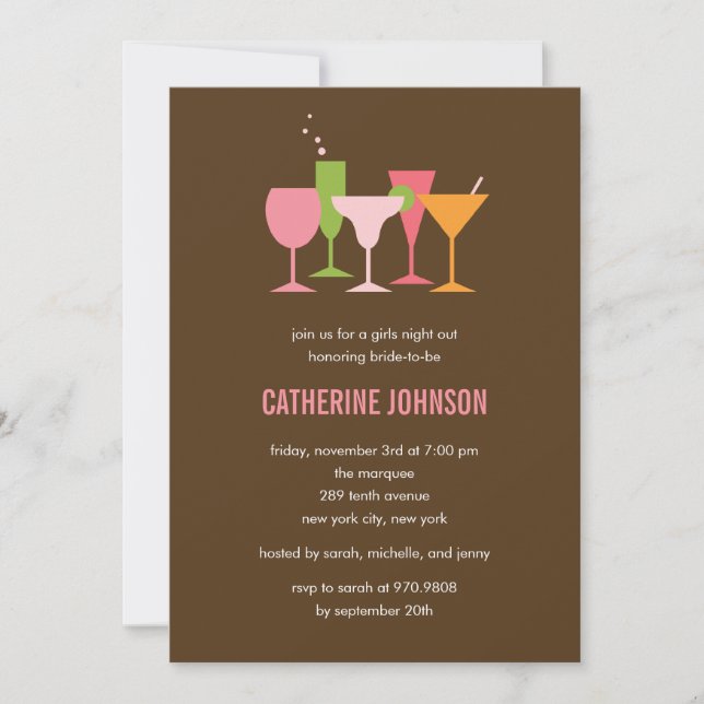 Invitation Bachelorette/Invitation de Fête de l'mariée de ver (Devant)