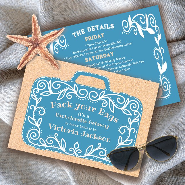 Invitation Bachelorette Itinéraire Filles Luggings Week-end (Créateur téléchargé)
