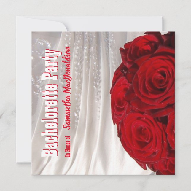 Invitation Bachelorette mariage à fleurs rouges et blanches (Devant)