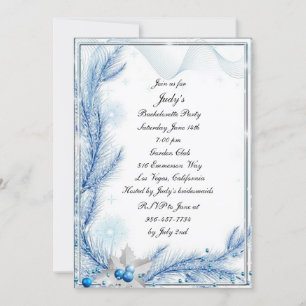 Invitation Bachelorette Mariage de Noël d'hiver Pine Bleue