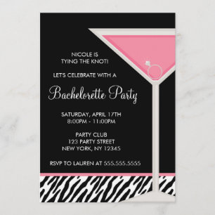 Invitation Bachelorette Martini Glass et Diamond Ring