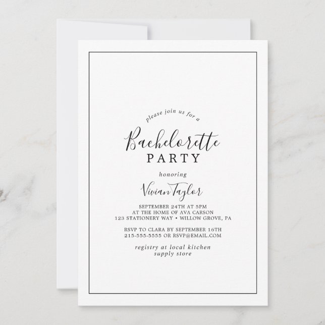 Invitation Bachelorette minimaliste (Devant)