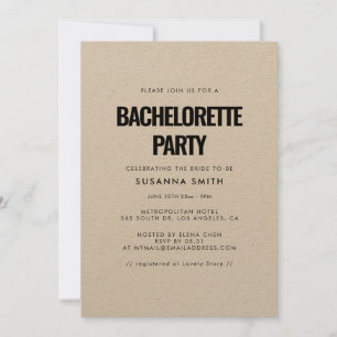 Invitation Bachelorette minimaliste simple
