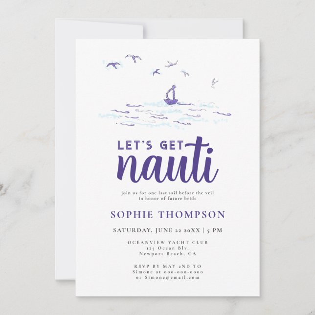 Invitation Bachelorette moderne Nautique Stripes (Devant)