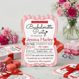 Invitation Bachelorette moderne Red Stripes