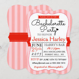 Invitation Bachelorette moderne Red Stripes
