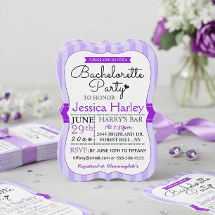 Invitation Bachelorette moderne violette rayures