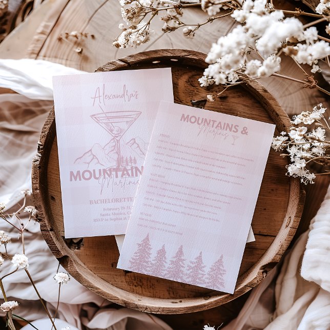 Invitation Bachelorette Montagne et Martinis (Créateur téléchargé)
