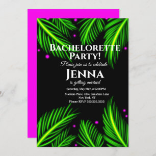 Invitation Bachelorette Neon Palm Leaf Fête des mariées tropi