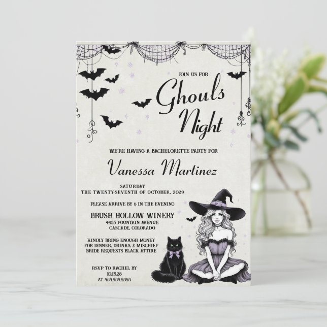 Invitation Bachelorette nocturne de Ghouls (Debout devant)