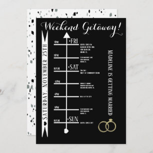 Invitation Bachelorette Noir et Blanc Weekend Getaway