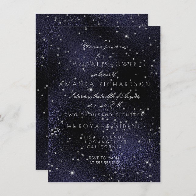 Invitation Bachelorette nuptiale étoile en argent de la Marin (Devant / Derrière)