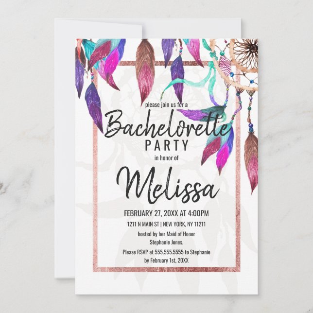 Invitation Bachelorette or Rose Dreamcatcher (Devant)