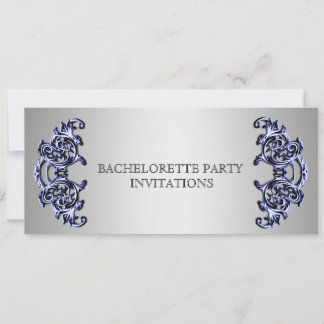 Invitation Bachelorette Ornat bleu argent tourbillon