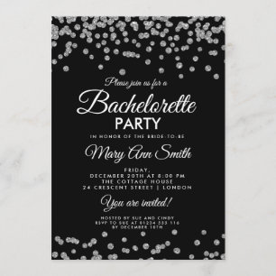Invitation Bachelorette Parties scintillant Argent Confetti N