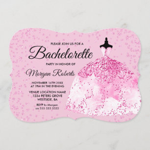 Invitation Bachelorette Parties scintillant rose Robe Invitat