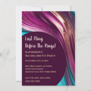 Invitation Bachelorette Party-Abstrait-Magenta Turquoise Gold
