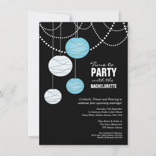 Invitation Bachelorette Party Aqua Blue Paper Lanterns Invita