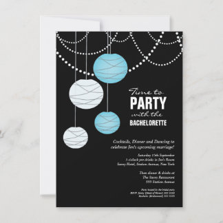 Invitation Bachelorette Party Aqua Blue Paper Lanterns Invita