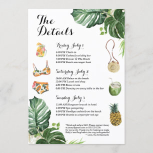 Invitation Bachelorette Party Beach Week-end Itinéraire
