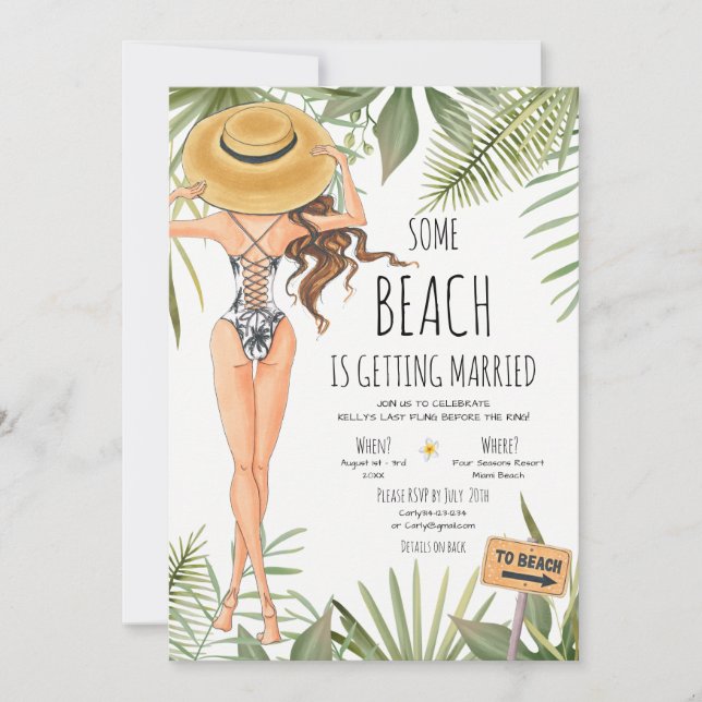 Invitation Bachelorette Party Beach Week-end Itinéraire (Devant)