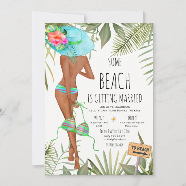 Invitation Bachelorette Party Beach Week-end Itinéraire Invit (Devant)