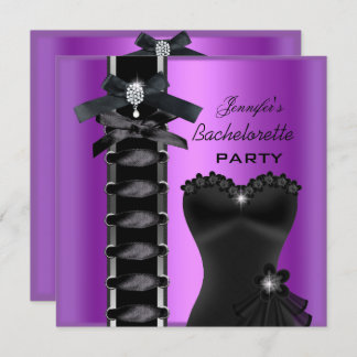 Invitation Bachelorette Party Black violet diamant Cravate