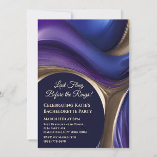 Invitation Bachelorette Party-bleu violet et or