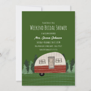 Invitation Bachelorette Party Camper Mountains Week-end Green