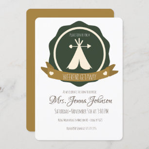 Invitation Bachelorette Party Camping Week-end Tente Badge