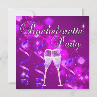Invitation Bachelorette Party Champagne violet Verre noir