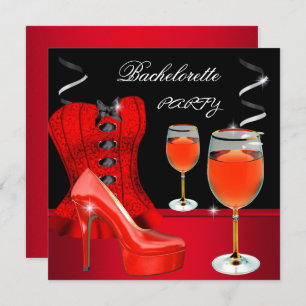 Invitation Bachelorette Party Chaussure Rouge Corset Vin noir