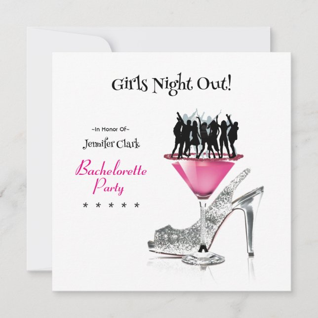 Invitation Bachelorette Party Danser sur Martini Glass Invita (Devant)