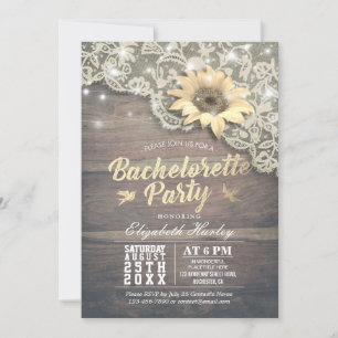 Invitation Bachelorette Party dentelle tournesol grange feux