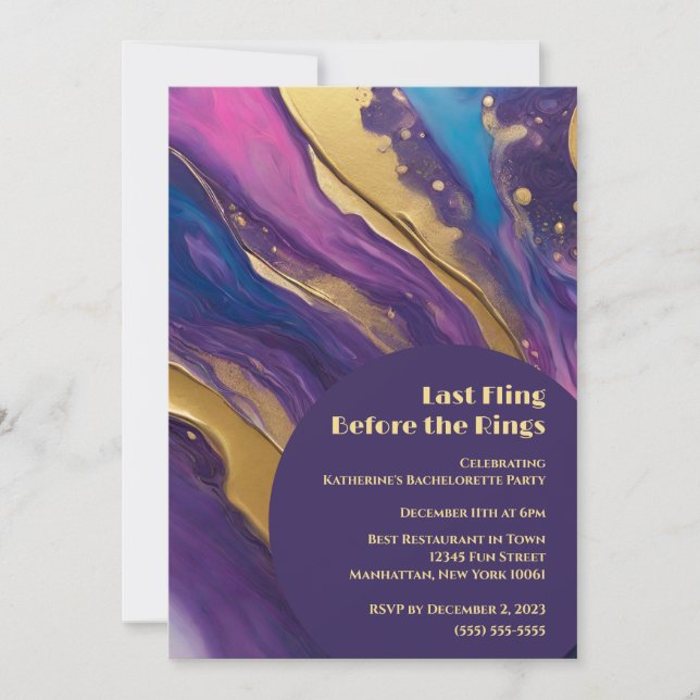 Invitation Bachelorette Party-Dernier Fling avant les anneaux (Devant)