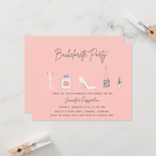 Invitation Bachelorette Party Fille's Night Out Pink Bar Hop