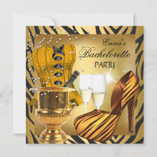 Invitation Bachelorette Party Gold Black Corset Chaussures
