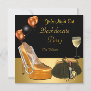Invitation Bachelorette Party Gold Chaussures Hi Talons Vin V