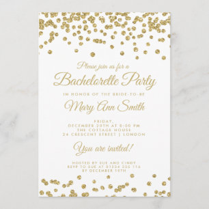 Invitation Bachelorette Party Gold Faux Parties scintillant C