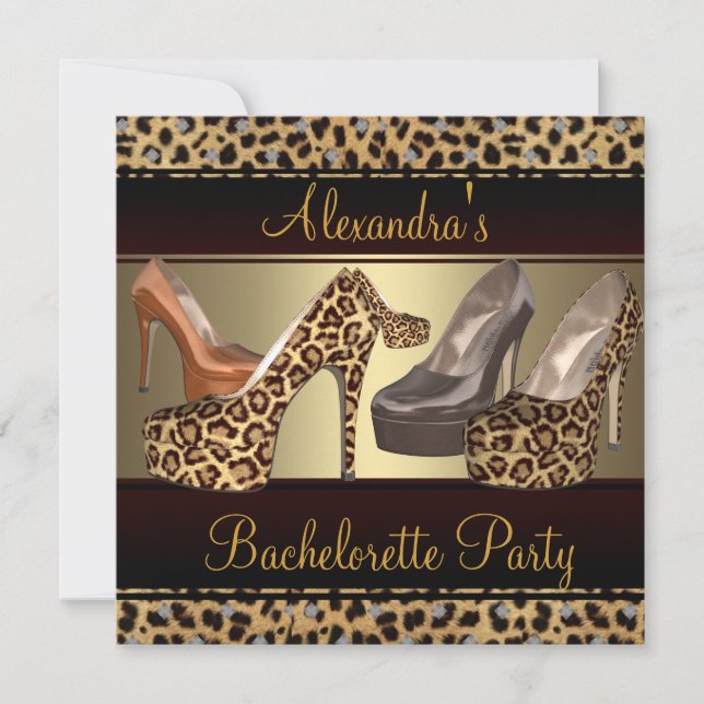 Invitation Bachelorette Party Hi Heel Chaussures Leopard (Devant)