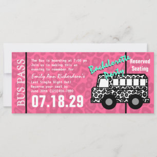 Invitation Bachelorette Party Leopard Bus Pass