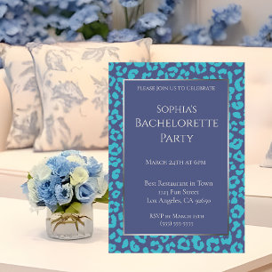 Invitation Bachelorette Party-Leopard Motif-Blue
