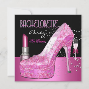 Invitation Bachelorette Party Lipstick Chaussures roses