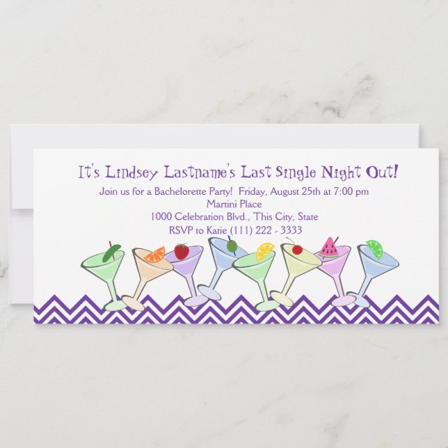 Invitation Bachelorette Party, Martini Parade (Devant)