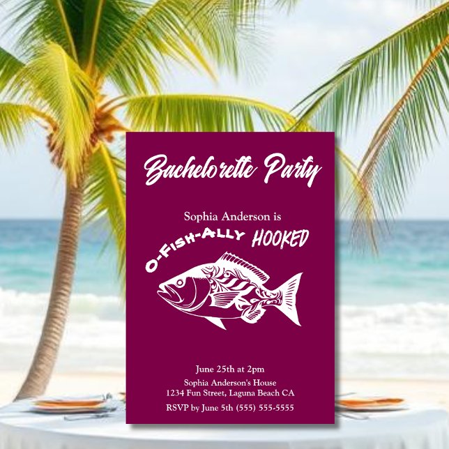 Invitation Bachelorette Party "O-fish-ally Hooked" (Bachelorette Party O-fish-ally Hooked Fisherman Core Hawaiian Fish islander Bachelorette Invitations)
