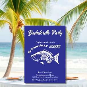 Invitation Bachelorette Party "O-fish-ally Hooked" Bleu