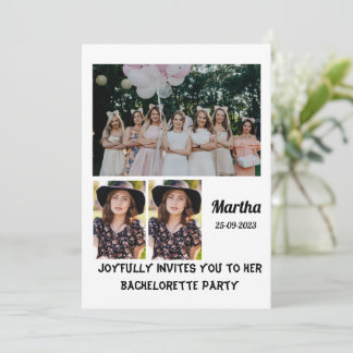Invitation Bachelorette Party personnalisé 3 Photo Collage